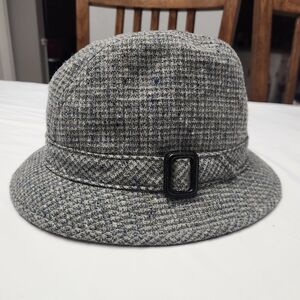 Vintage Pendleton 100% Virgin Wool Fedora/Bucket Hat Size 7 1/4 Grey Tweed